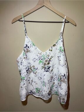 NWT Chance Floral Satin Cami Tank Top Size L Cottagecore Coquette Adjustable
